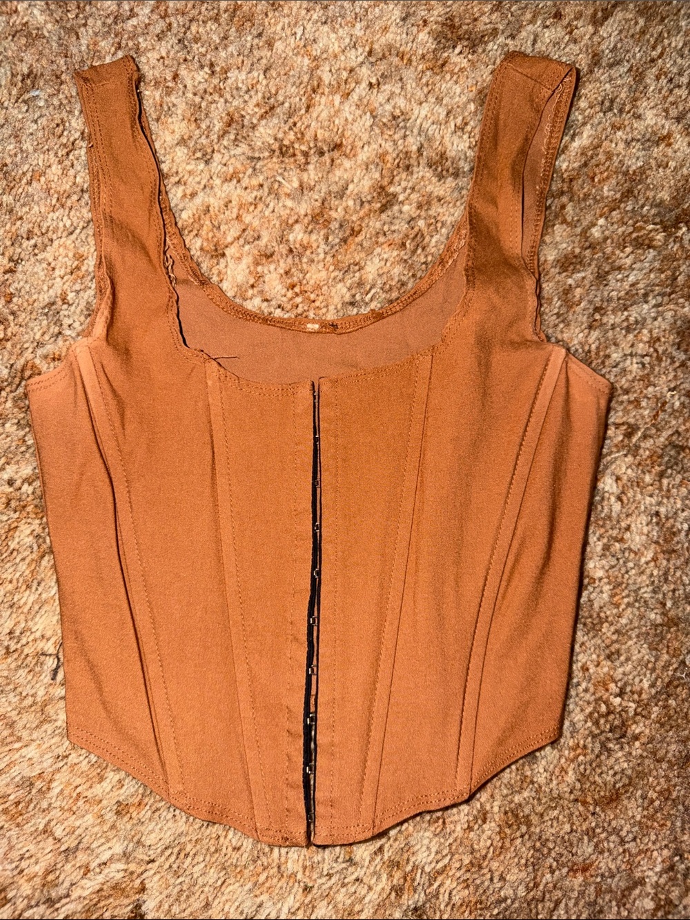 WINDSOR Sculpted Rust Brown Corset Tank Top - Women's